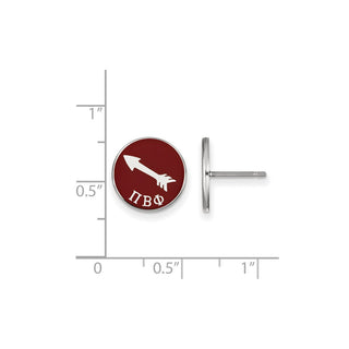 Sterling Silver Rhodium-plated LogoArt Pi Beta Phi Sorority Symbol Color Enamel Post Earrings SS046PBP