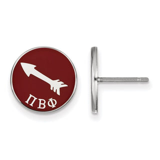 Sterling Silver Rhodium-plated LogoArt Pi Beta Phi Sorority Symbol Color Enamel Post Earrings SS046PBP