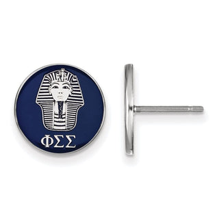 Sterling Silver Rhodium-plated LogoArt Phi Sigma Sigma Sorority Symbol Color Enamel Post Earrings SS046PSS