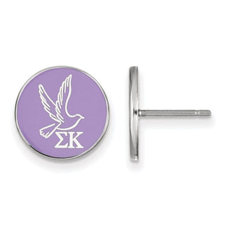 Sterling Silver Rhodium-plated LogoArt Sigma Kappa Sorority Symbol Color Enamel Post Earrings SS046SKP