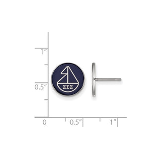 Sterling Silver Rhodium-plated LogoArt Sigma Sigma Sigma Sorority Symbol Color Enamel Post Earrings SS046SSS