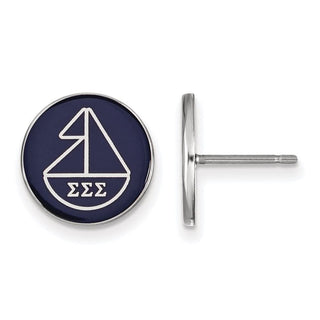 Sterling Silver Rhodium-plated LogoArt Sigma Sigma Sigma Sorority Symbol Color Enamel Post Earrings SS046SSS