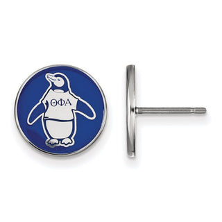 Sterling Silver Rhodium-plated LogoArt Theta Phi Alpha Sorority Symbol Color Enamel Post Earrings SS046TPA