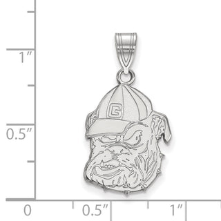 Sterling Silver Rhodium-plated LogoArt University of Georgia Bulldog Large Pendant SS046UGA