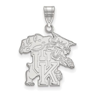 14k White Gold LogoArt University of Kentucky U-K Wildcat Large Pendant