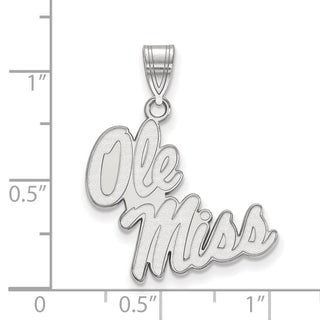 14k White Gold LogoArt University of Mississippi Ole Miss Large Pendant