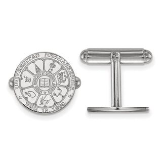 Sterling Silver Rhodium-plated LogoArt University of Nebraska Crest Cuff Links