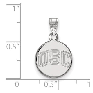 10k White Gold LogoArt University of Southern California U-S-C Small Disc Pendant