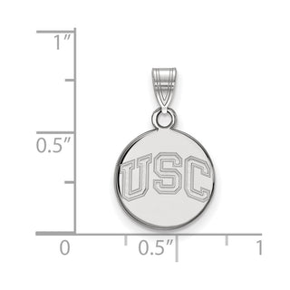 14k White Gold LogoArt University of Southern California U-S-C Small Disc Pendant
