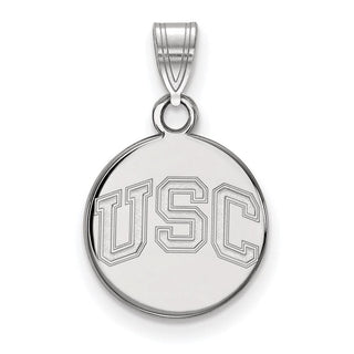 10k White Gold LogoArt University of Southern California U-S-C Small Disc Pendant