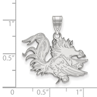 14k White Gold LogoArt University of South Carolina Gamecock Large Pendant