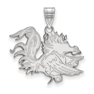 14k White Gold LogoArt University of South Carolina Gamecock Large Pendant