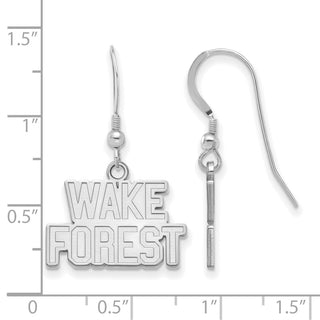 Sterling Silver Rhodium-plated LogoArt Wake Forest University W-F Small Dangle Wire Earrings SS046WFU