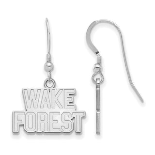Sterling Silver Rhodium-plated LogoArt Wake Forest University W-F Small Dangle Wire Earrings SS046WFU