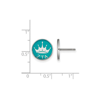 Sterling Silver Rhodium-plated LogoArt Zeta Tau Alpha Sorority Symbol Color Enamel Post Earrings SS046ZTA