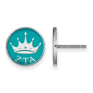 Sterling Silver Rhodium-plated LogoArt Zeta Tau Alpha Sorority Symbol Color Enamel Post Earrings SS046ZTA