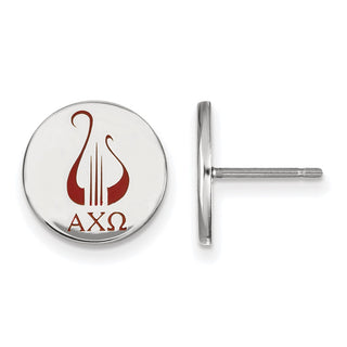 Sterling Silver Rhodium-plated LogoArt Alpha Chi Omega Sorority Symbol Color Enamel Post Earrings SS047ACO