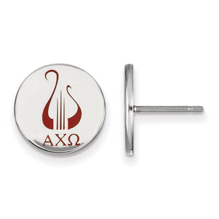 Sterling Silver Rhodium-plated LogoArt Alpha Chi Omega Sorority Symbol Color Enamel Post Earrings SS047ACO