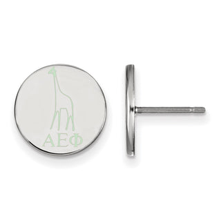Sterling Silver Rhodium-plated LogoArt Alpha Epsilon Phi Sorority Symbol Color Enamel Post Earrings SS047AEP