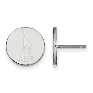 Sterling Silver Rhodium-plated LogoArt Alpha Epsilon Phi Sorority Symbol Color Enamel Post Earrings SS047AEP