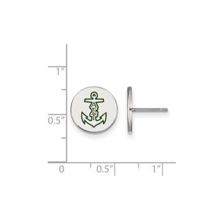 Sterling Silver Rhodium-plated LogoArt Alpha Sigma Tau Sorority Symbol Color Enamel Post Earrings SS047ALS