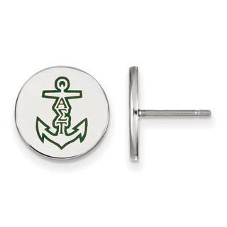 Sterling Silver Rhodium-plated LogoArt Alpha Sigma Tau Sorority Symbol Color Enamel Post Earrings SS047ALS