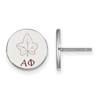 Sterling Silver Rhodium-plated LogoArt Alpha Phi Sorority Symbol Color Enamel Post Earrings SS047APH