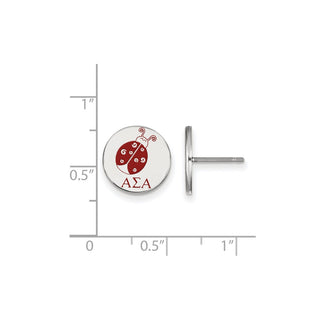 Sterling Silver Rhodium-plated LogoArt Alpha Sigma Alpha Sorority Symbol Color Enamel Post Earrings SS047ASI