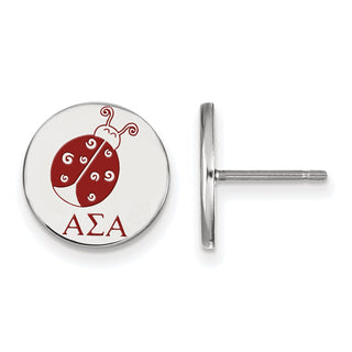 Sterling Silver Rhodium-plated LogoArt Alpha Sigma Alpha Sorority Symbol Color Enamel Post Earrings SS047ASI