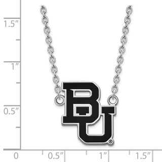 Sterling Silver Rhodium-plated LogoArt Baylor University Bears Large Enameled Pendant 18 inch Necklace