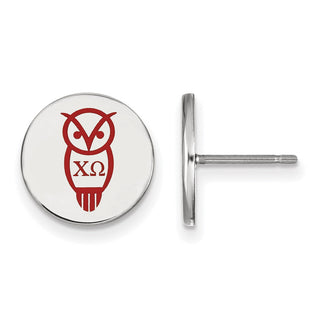 Sterling Silver Rhodium-plated LogoArt Chi Omega Sorority Symbol Color Enamel Post Earrings SS047CHO