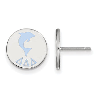 Sterling Silver Rhodium-plated LogoArt Delta Delta Delta Sorority Symbol Color Enamel Post Earrings SS047DDD