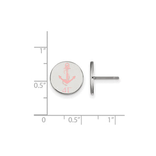 Sterling Silver Rhodium-plated LogoArt Delta Gamma Sorority Symbol Color Enamel Post Earrings SS047DG