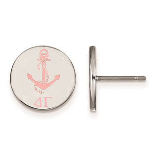 Sterling Silver Rhodium-plated LogoArt Delta Gamma Sorority Symbol Color Enamel Post Earrings SS047DG