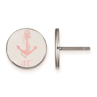 Sterling Silver Rhodium-plated LogoArt Delta Gamma Sorority Symbol Color Enamel Post Earrings SS047DG