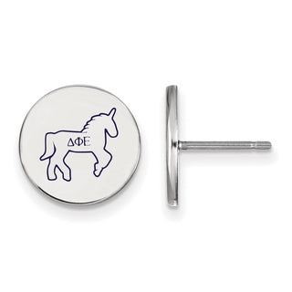 Sterling Silver Rhodium-plated LogoArt Delta Phi Epsilon Sorority Symbol Color Enamel Post Earrings SS047DPH