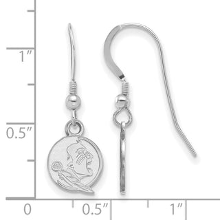 Sterling Silver Rhodium-plated LogoArt Florida State University Seminole Extra Small Dangle Wire Earrings