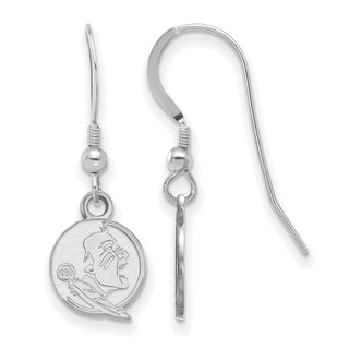 Sterling Silver Rhodium-plated LogoArt Florida State University Seminole Extra Small Dangle Wire Earrings