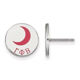 Sterling Silver Rhodium-plated LogoArt Gamma Phi Beta Sorority Symbol Color Enamel Post Earrings SS047GPB