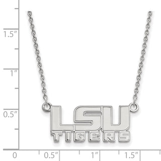 10k White Gold LogoArt Louisiana State University L-S-U Tigers Small Pendant 18 inch Necklace