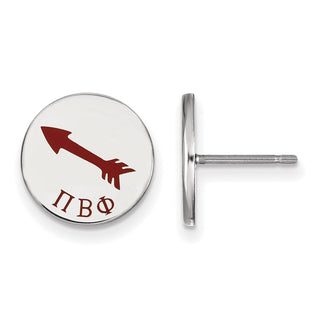 Sterling Silver Rhodium-plated LogoArt Pi Beta Phi Sorority Symbol Color Enamel Post Earrings SS047PBP