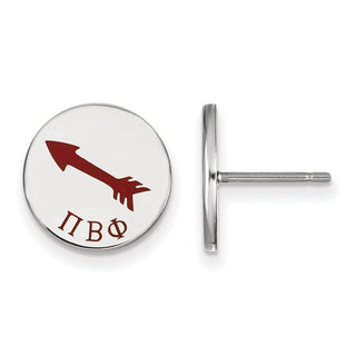 Sterling Silver Rhodium-plated LogoArt Pi Beta Phi Sorority Symbol Color Enamel Post Earrings SS047PBP