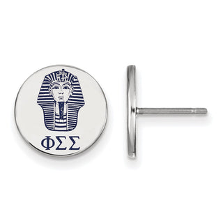 Sterling Silver Rhodium-plated LogoArt Phi Sigma Sigma Sorority Symbol Color Enamel Post Earrings SS047PSS
