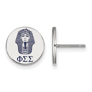 Sterling Silver Rhodium-plated LogoArt Phi Sigma Sigma Sorority Symbol Color Enamel Post Earrings SS047PSS