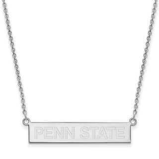 Sterling Silver Rhodium-plated LogoArt Penn State University Small Bar 18 inch Necklace