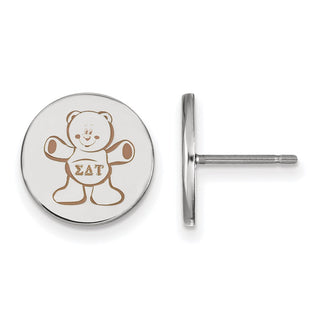 Sterling Silver Rhodium-plated LogoArt Sigma Delta Tau Sorority Symbol Color Enamel Post Earrings SS047SDT
