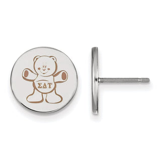 Sterling Silver Rhodium-plated LogoArt Sigma Delta Tau Sorority Symbol Color Enamel Post Earrings SS047SDT