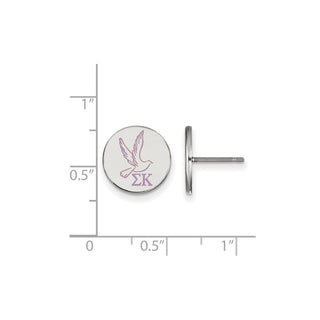 Sterling Silver Rhodium-plated LogoArt Sigma Kappa Sorority Symbol Color Enamel Post Earrings SS047SKP