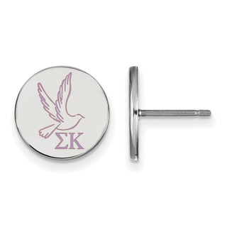 Sterling Silver Rhodium-plated LogoArt Sigma Kappa Sorority Symbol Color Enamel Post Earrings SS047SKP