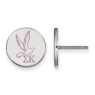 Sterling Silver Rhodium-plated LogoArt Sigma Kappa Sorority Symbol Color Enamel Post Earrings SS047SKP
